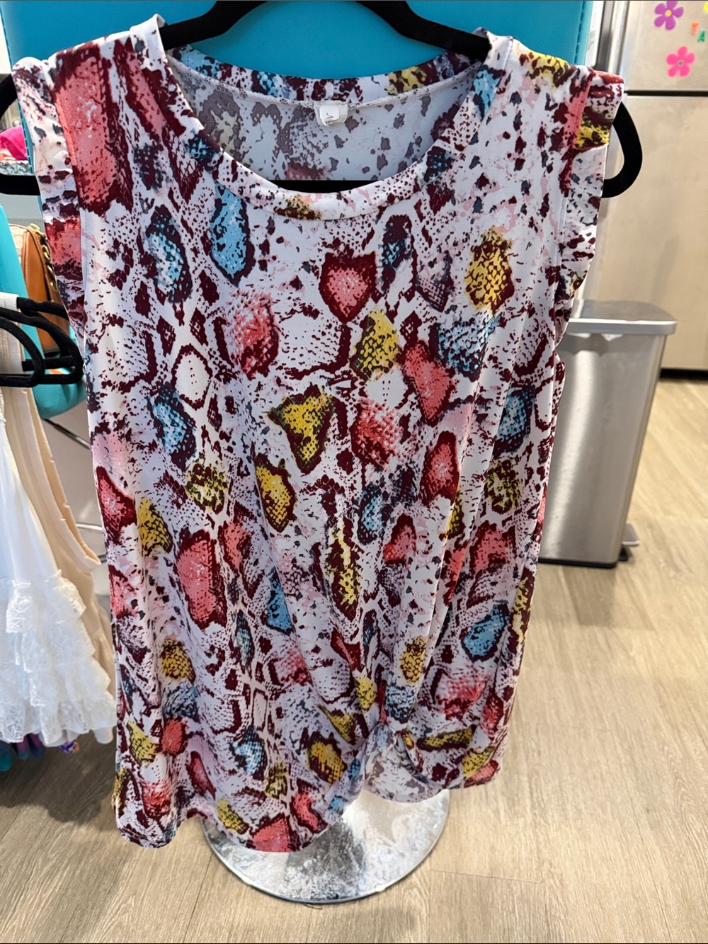 Multi-Color Printed Sleeveless Top